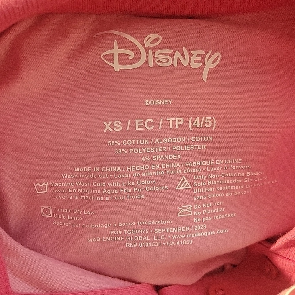 Disney Girls Lady & The Tramp Cropped Polo Graphic T-Shirt Dark Pink,Size XS 4-5 - Picture 6 of 9